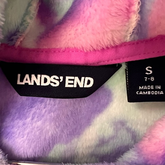 Lands End Girls Hoodie Size Small 7 - 8 Pullover Pink Purple Blue Pocket Soft - Picture 4 of 6